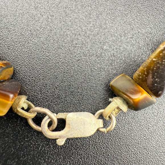 Tigers Eye Chip Bead Necklace With Sterling Silver Clasp - Picture 6 of 7